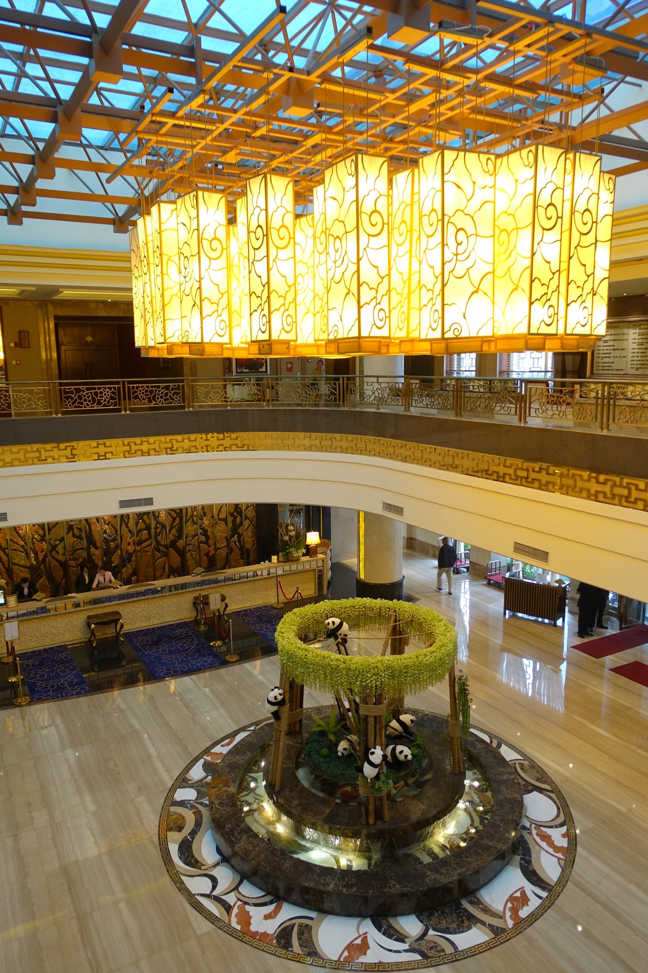 Hotel lobby interior in Chengdu, China