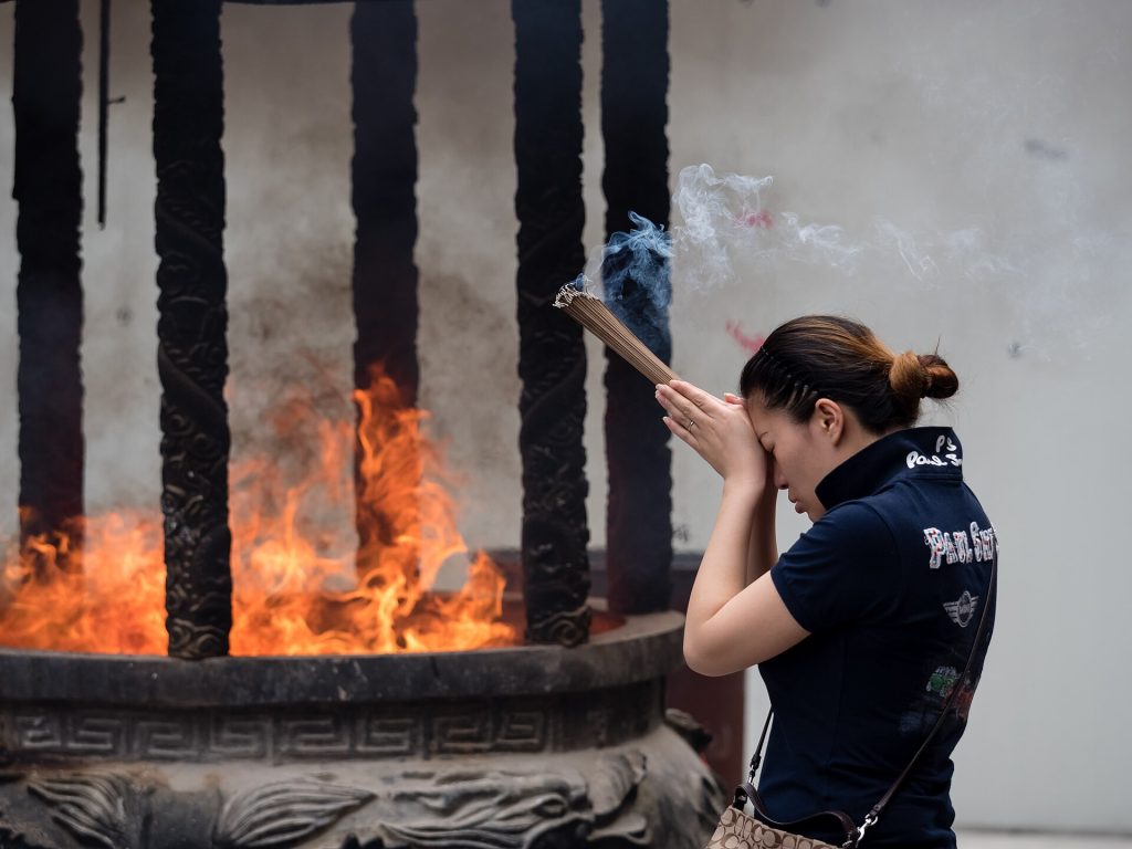 Temple incense courtyard that could be Buddhist or Taoist