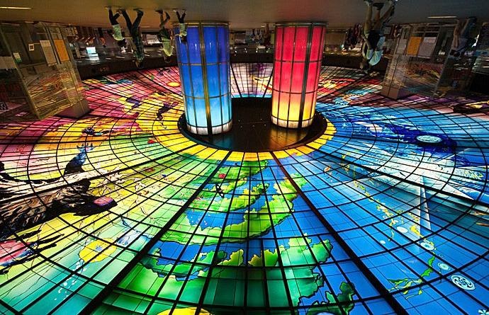 Dome of Light stained-glass ceiling at Formosa Boulevard MRT station in Kaohsiung