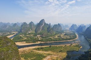 Karst peaks along the Li River between Guilin and Yangshuo
