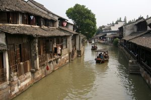 Canal and traditional houses in Wuzhen water town