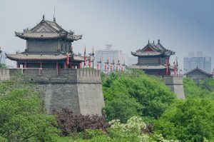 Cyclists or wall walkway on Xi'an City Wall